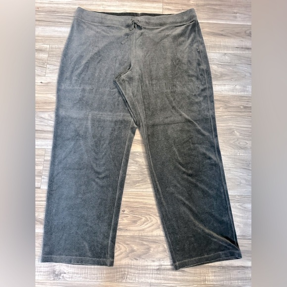 Talbots Women's Velour Wide Full Leg High Rise Drawstring Waist Size 3X Gray - Picture 1 of 5